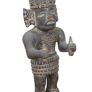 Vintage Terracotta Pottery Mayan God Maize Corn Sculpture Statue 19"