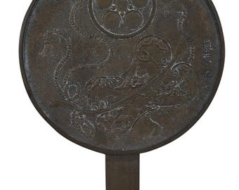 Antique Japanese Kagami – Bronze Hand Mirror - Flying Cranes