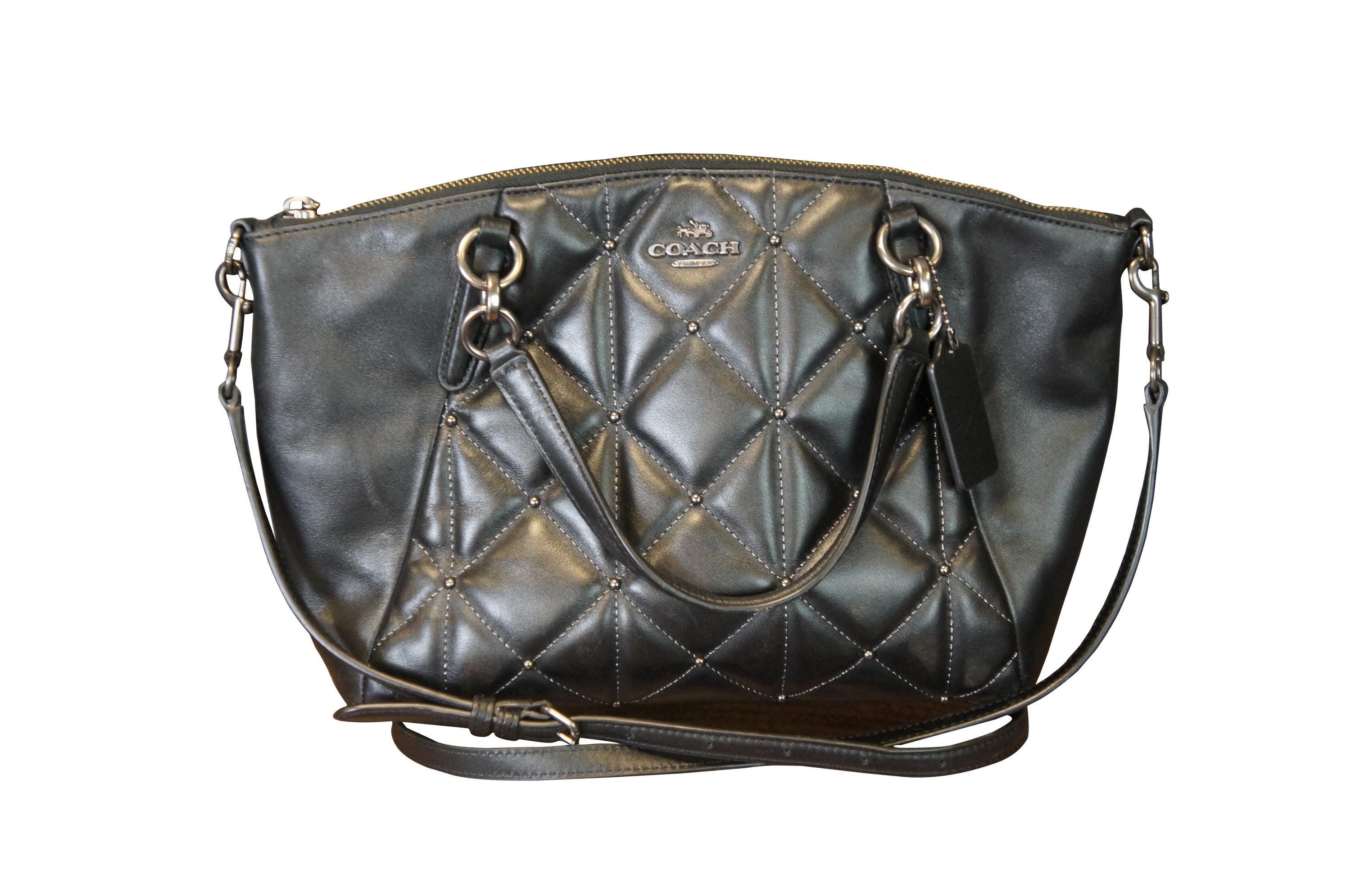Vintage Coach Kelsey Black Quilted Leather Satchel Shoulder Bag Purse 14 Etsy