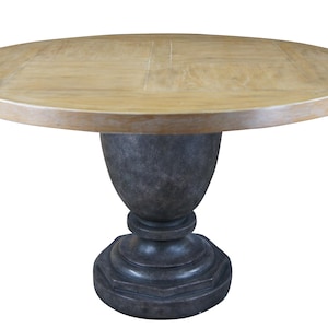 Ethan Allen Garner Round Oak French Farmhouse Modern Breakfast Dining Table 48&quot;