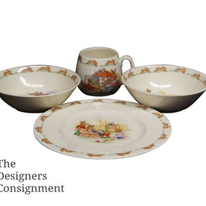 4 Piece Vintage Royal Doulton Fine Bone China Bunnykins Dining Place Setting