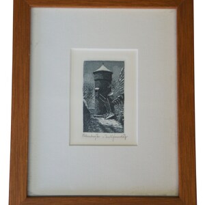 Vtg Penal Criminal Tower Rothenberg Germany Ernst Geissendorf Signed Etching 8&quot;