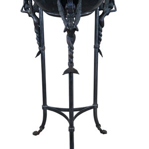 Maitland Smith French Empire Iron Bronze Figural Maiden Plant Stand Jardinière