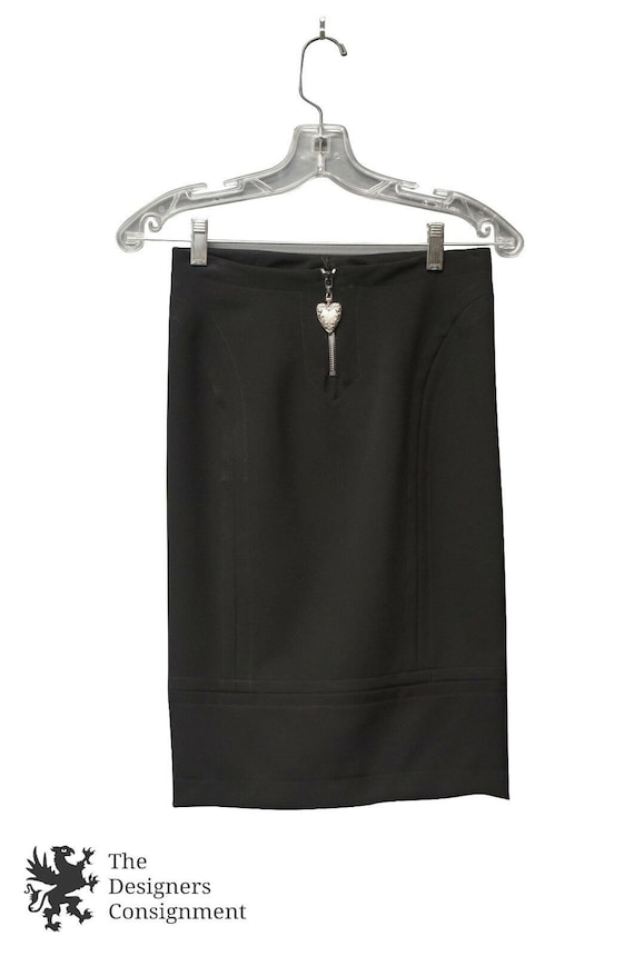 Roberto Cavalli Ittierre Womens Black Pencil Skirt Italy Zipper Heart Charm 38 Etsy Canada