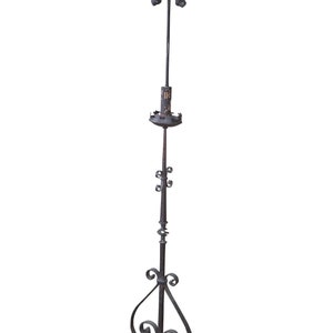 Antique Gothic Revival Wrought Iron Torchiere Altar Candle Stand Floor Lamp 70&quot;