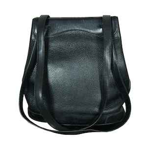 Vintage Mark Cross Italia bolso cubo de mano de cuero negro guijarro
