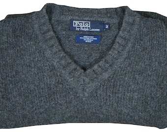 Polo Ralph Lauren Gray Cotton Wool Elbow Patch Sweater Mens M