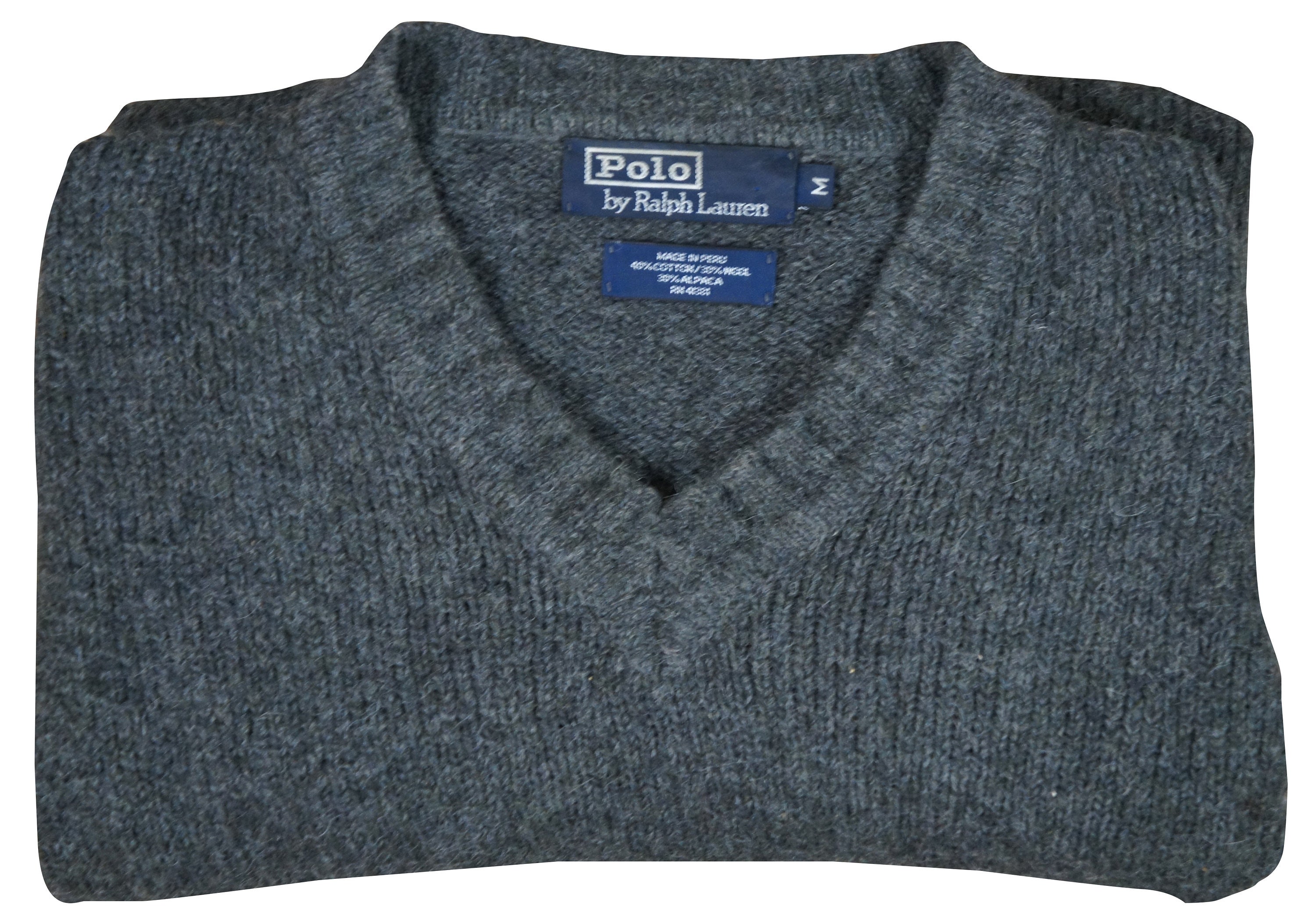 Polo Ralph Lauren Gray Cotton Wool Elbow Patch Sweater Mens M Etsy UK