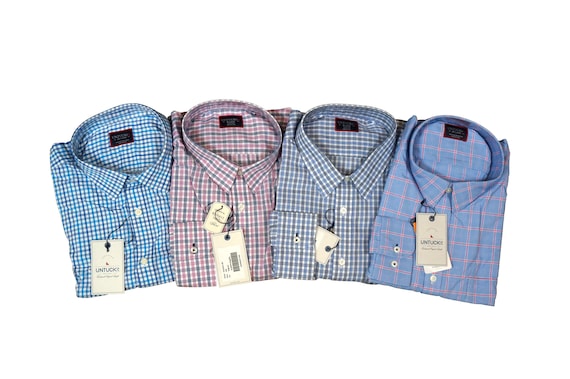 4 UNTUCKit XXL Long Sleeve Collared Plaid Button Down Dress Shirts NWT
