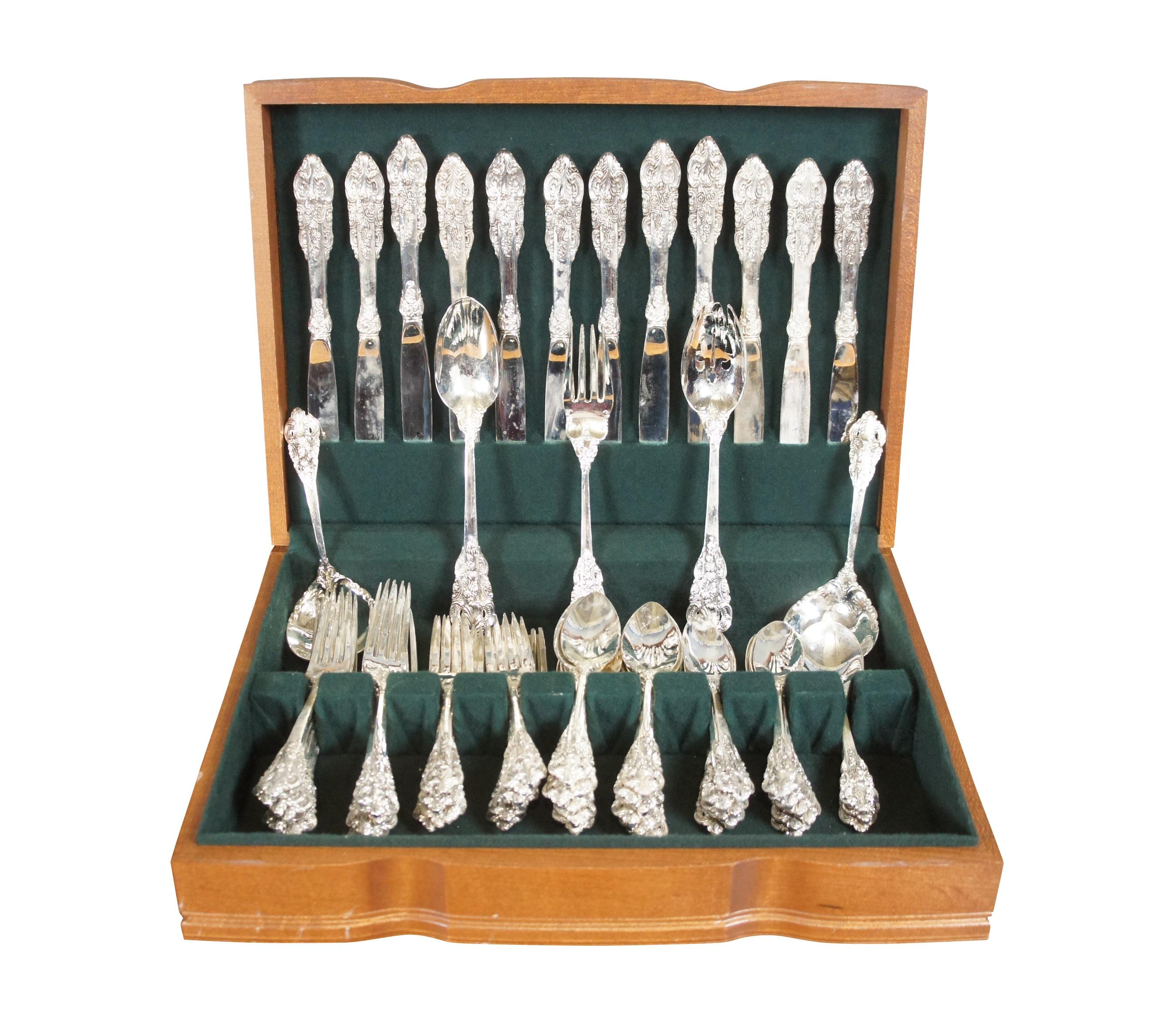 68 Pc Godinger Baroque Silver Plate Flatware Service for 12 w Case