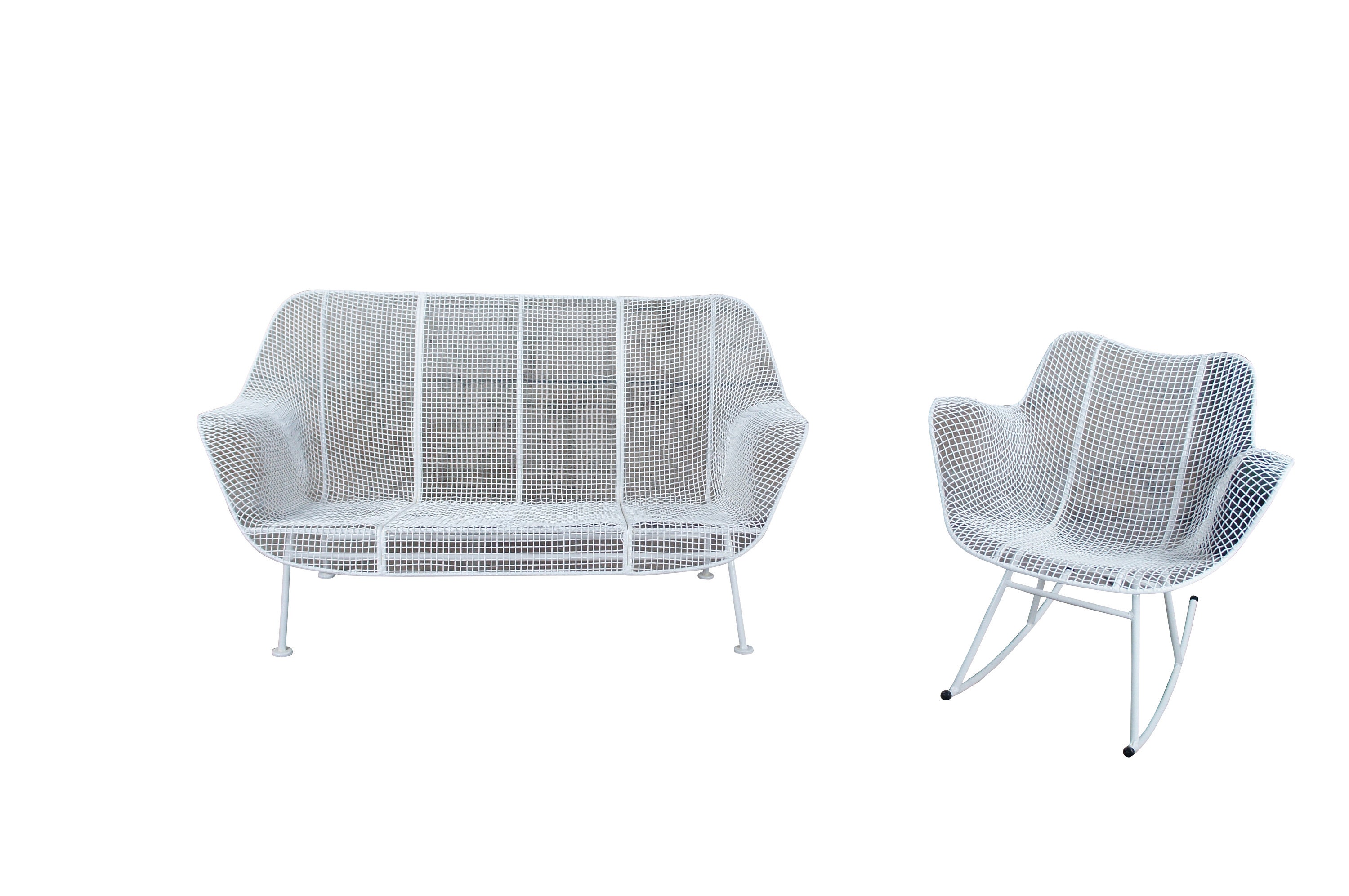 Mid Century Modern Russell Woodard Sculptura Mesh Patio Settee Rocking Chair Etsy