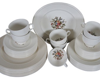 食器  EDME 38 Pc Antique Wedgwood Conway Edme China Dinner Service Set Floral