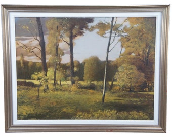 Ronald E. Renmark bosque árboles campo paisaje pintura al óleo sobre lienzo 46"