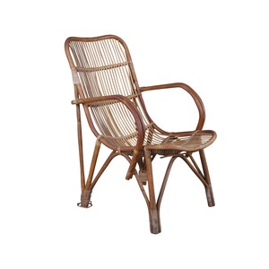Mid Century Bohemian Bamboo & Rattan Bentwood Lounge Arm Chair Boho Chic