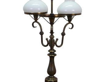 Vintage Brass 3 Light Apothecary Pharmacy Student Hurricane Lamp 28"