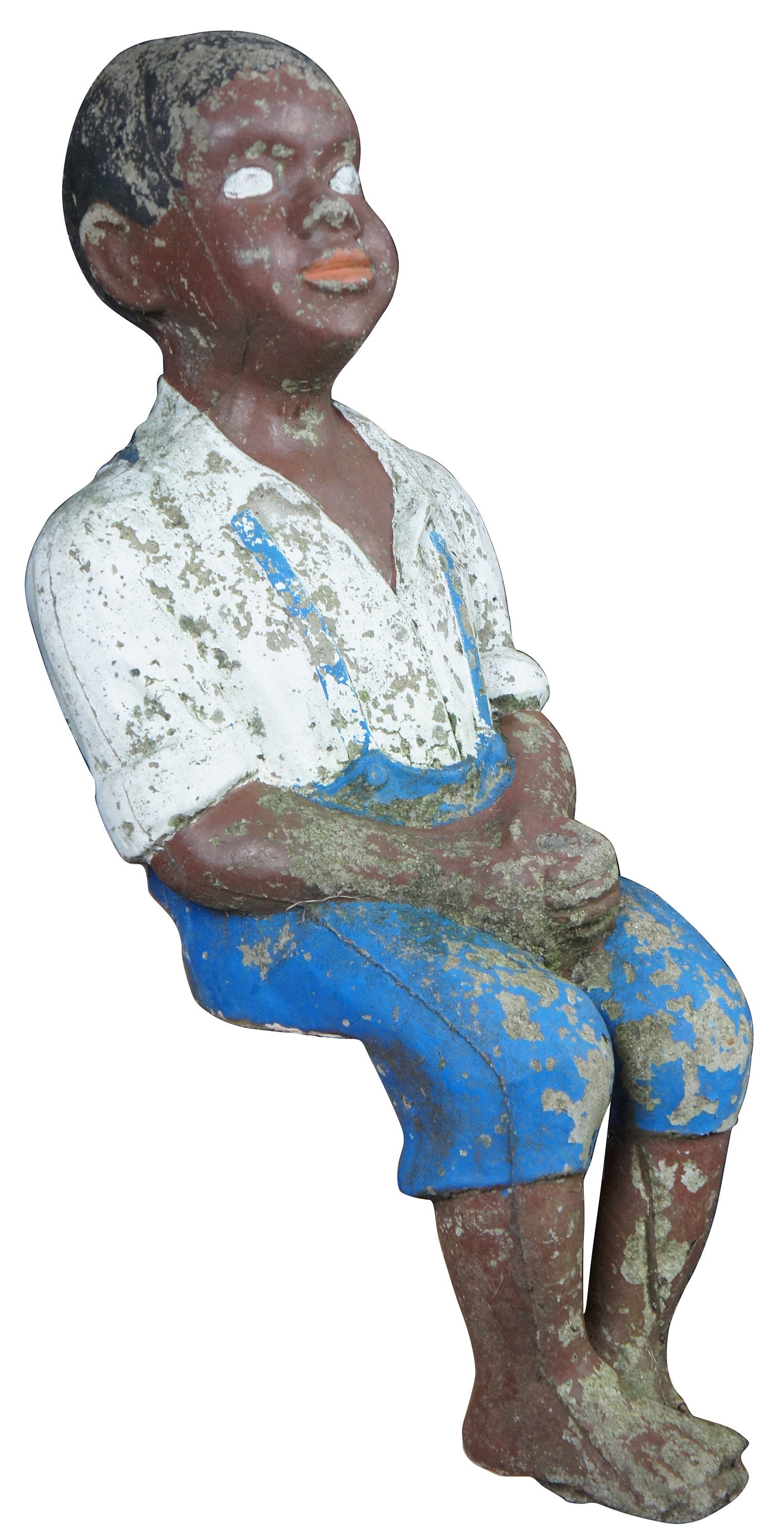 Heavy Concrete Fisherman Seated Boy Fishing Statue Americana Etsy