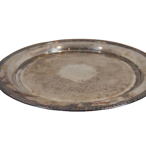 Vintage Wm Rogers 166 Round Silverplate Bar Serving Tray Platter 15&quot;