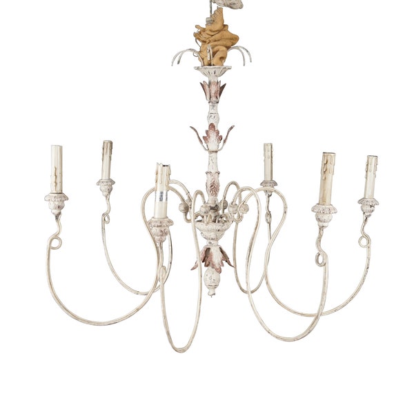 Horchow French Country Farmhouse 6 Light Chandelier Chic Aidan Gray Style 34"