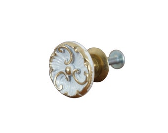 National Lock Co Medalist C645-5C Knob French Provincial White Gold Drawer Pulls