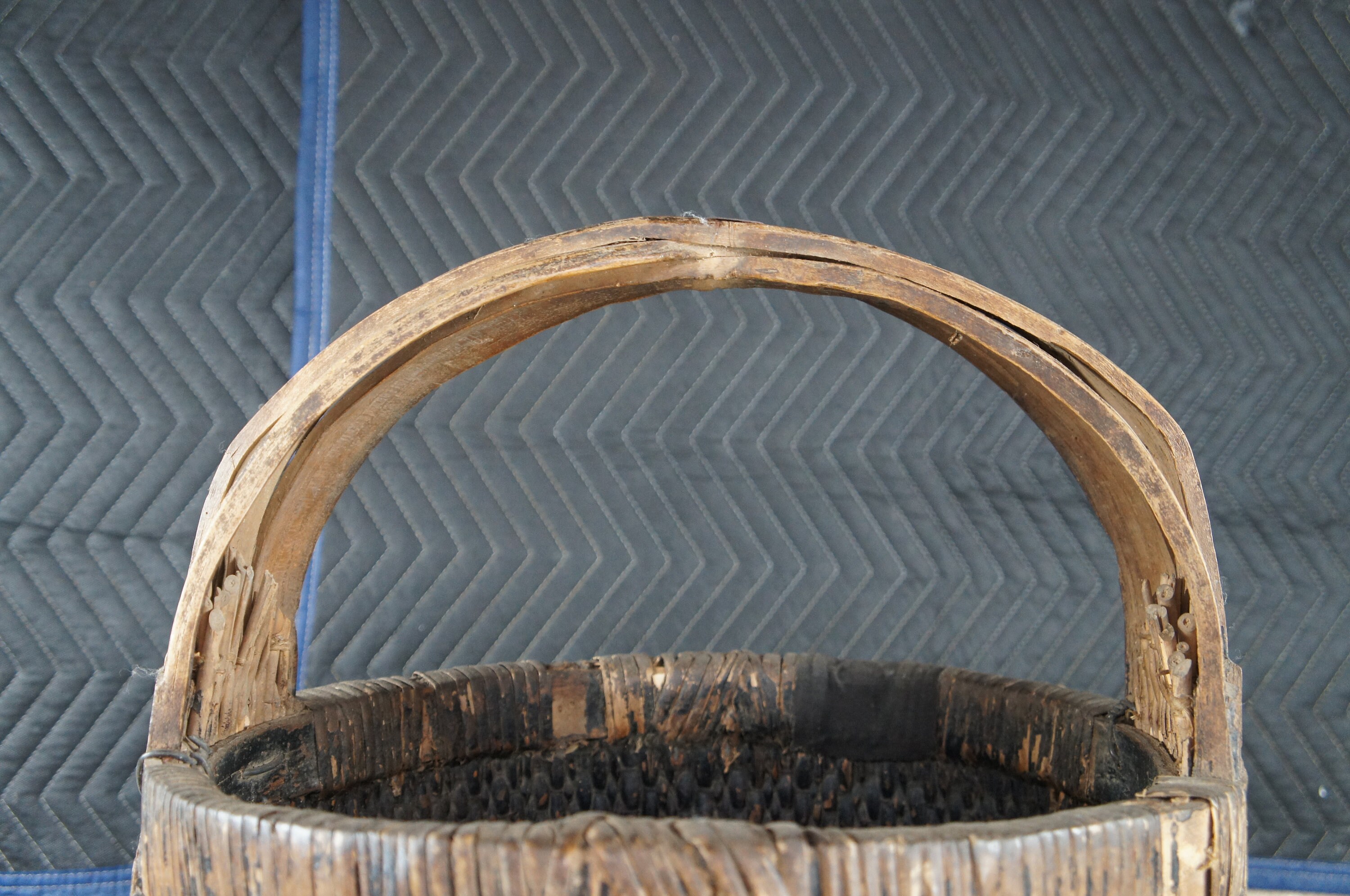 Willow Rice Antique Chinese Hand Woven Willow Rice Gathering Basket Bentwood Handle ...
