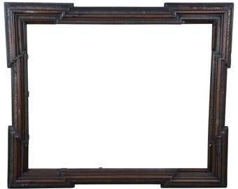 Monumental Antique Dutch Baroque Carved Picture Art Mirror Frame 61"