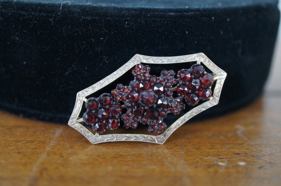 Antique 8pc Red Garnet Gemstone Brooch Pins Brace… - image 8