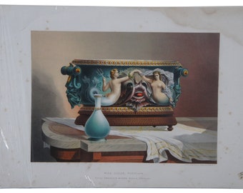 Antique 1876 Chromo Lithograph Porcelain Wine Cooler Clay Cosack & Co 19"