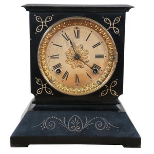 Rare Antique 19th Century American Victorian Ansonia Cast Iron Mantel Clock 10&quot;