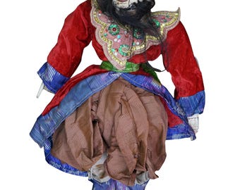 Antique Burmese Hardwood Marionette of the Alchemist Zawgyi Opera Puppet 25"