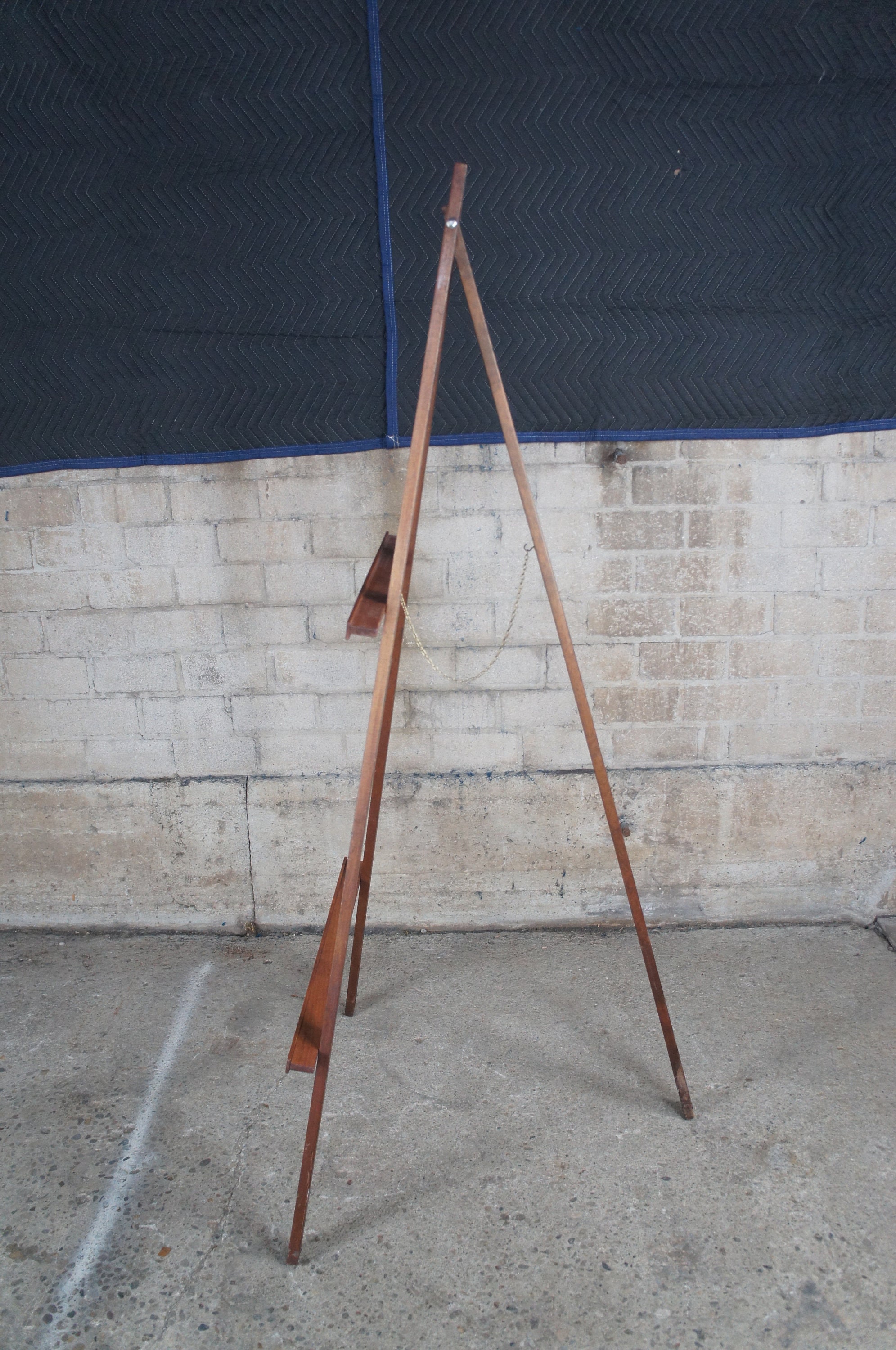 Mid-Century Oak Floor Artwork Display Easel Painting Stand