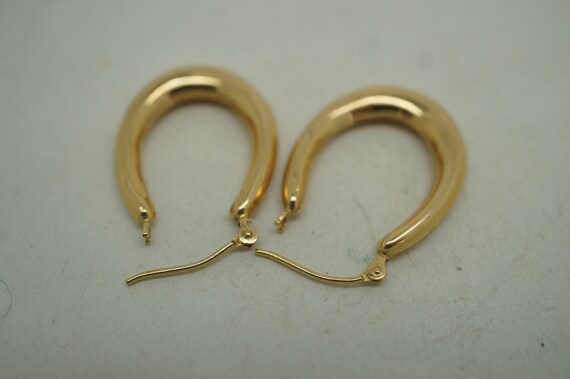 2 Vintage Pairs 14k Yellow Gold Hollow Round Oval… - image 4
