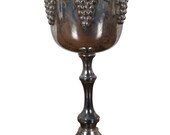 Vintage Silver Plate Grapevine Wine Goblet Chalice Kiddush Cup Judaica 6.5 quot