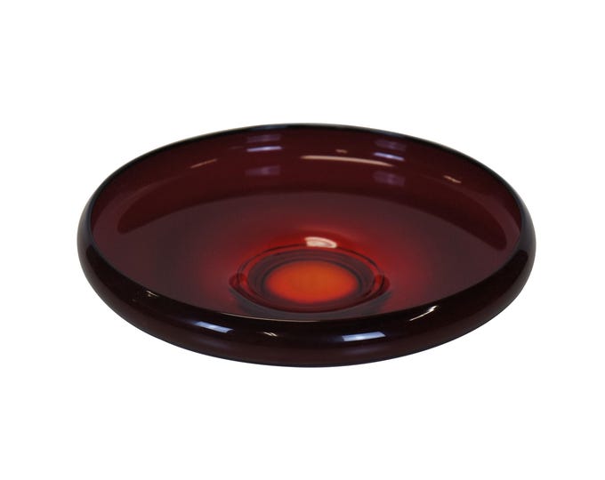 Mid Century Ruby Red Studio Art Glass Footed Centerpiece Fruit Bowl ...