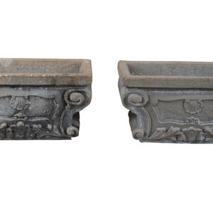 2 Vintage French Baroque Ornamental Concrete Stone Garden Flower Planters 32&quot;