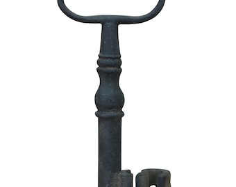 Large Antique Victorian Forged Wrought Iron Skeleton Barrel Key 4.5"