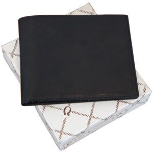 Vintage Made in Spain Hombre Black Box Calf Leather Bi Fold Wallet 4