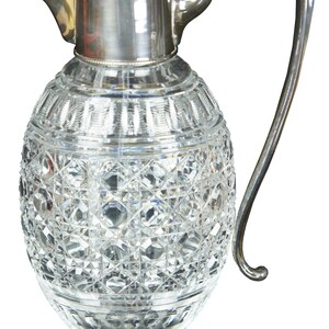 Antique Victorian Cut Crystal Silver Plated Claret Jug Coffee Tea Beverage Pitcher