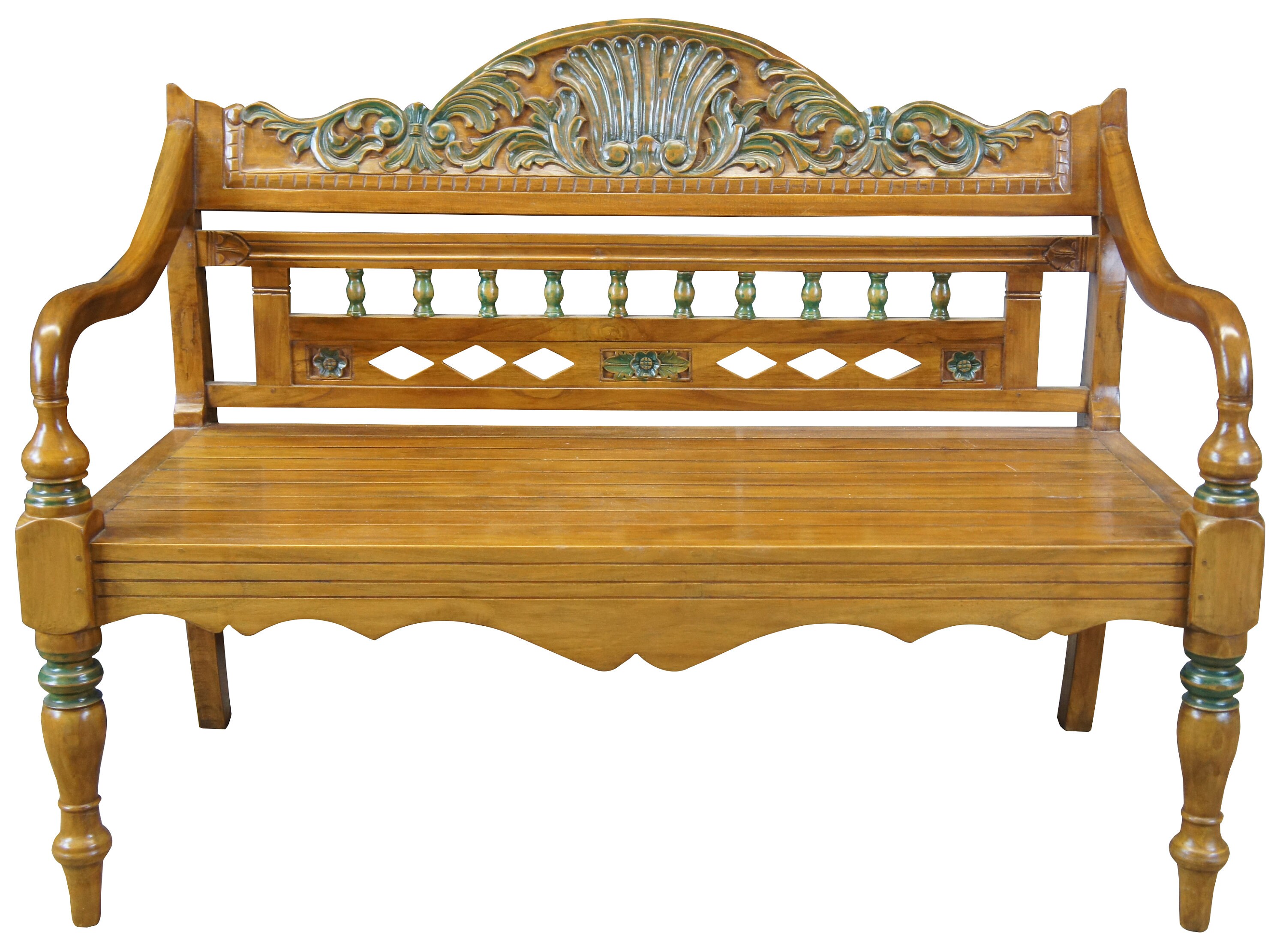 Arhaus Spanish Colonial Teak Carved Country Farmhouse Hall Entry