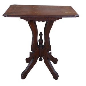 Antique Late Victorian Carved Walnut Parlor Side Table