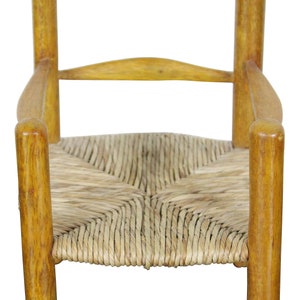 Antique Miniature Farmhouse Shaker Rush Sea Ladderback Arm Chair Doll Furniture