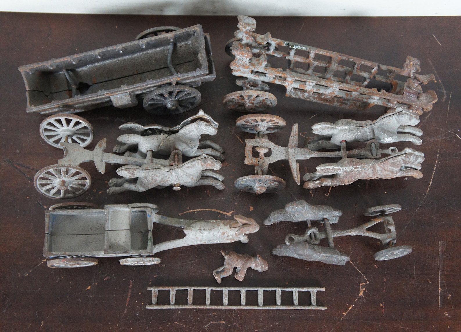 Antique Cast Iron Horse & Fire Wagon Express Cart Toy Etsy