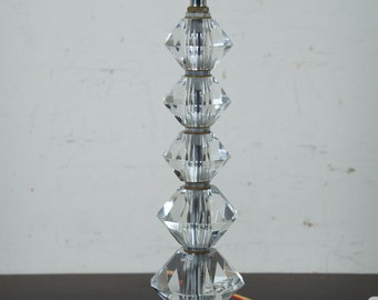 Modern Geometric Stacked Prism Crystal Boudoir Lamp German European Plug MCM