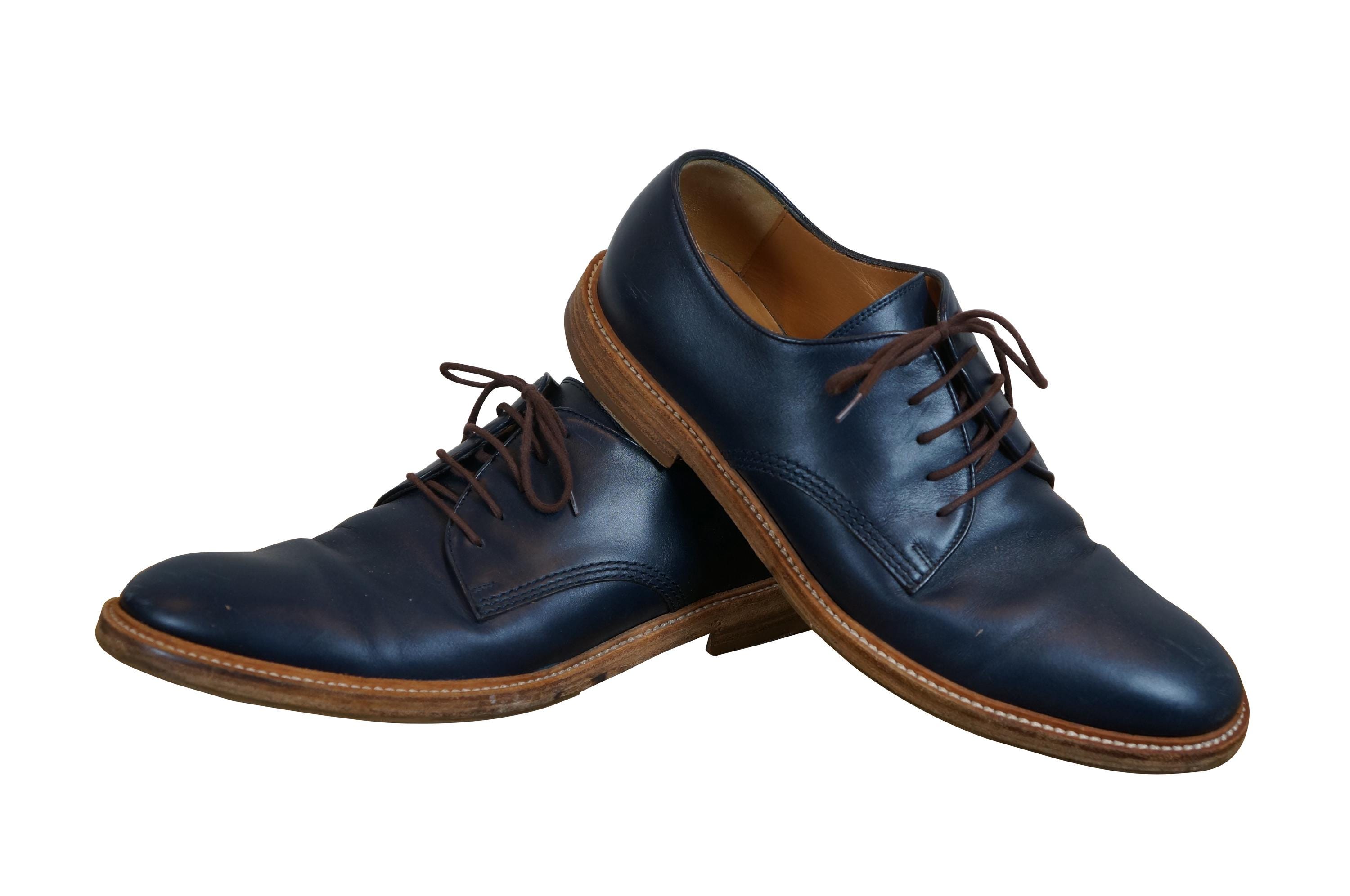 Gucci Navy Blue Leather Oxford Lace up Dress Shoes Mens US  display picture 2