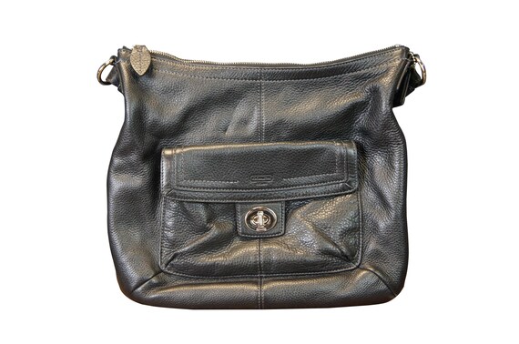 Vintage Coach Penelope Black Pebbled Leather Shoulder Bag Purse Hobo 13