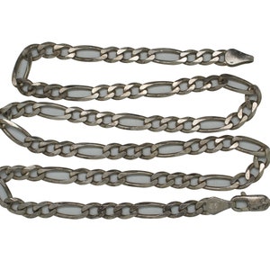 Vintage 925 Sterling Silver Figaro Necklace Cuban Link Chain Italy 18”