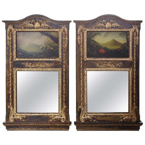 2 Monumental Italian Neoclassical Trumeau Mirrors Peter Edlund Oil Paintings 78&quot;