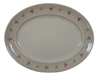 Victorian Johnson Bros. England Old English Trellis - Plato ovalado para servir (16.0 in)