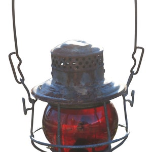 Antique Adams and Westlake Adlake B&O RR Railroad Lantern Santa Fe Red Globe 9&quot;