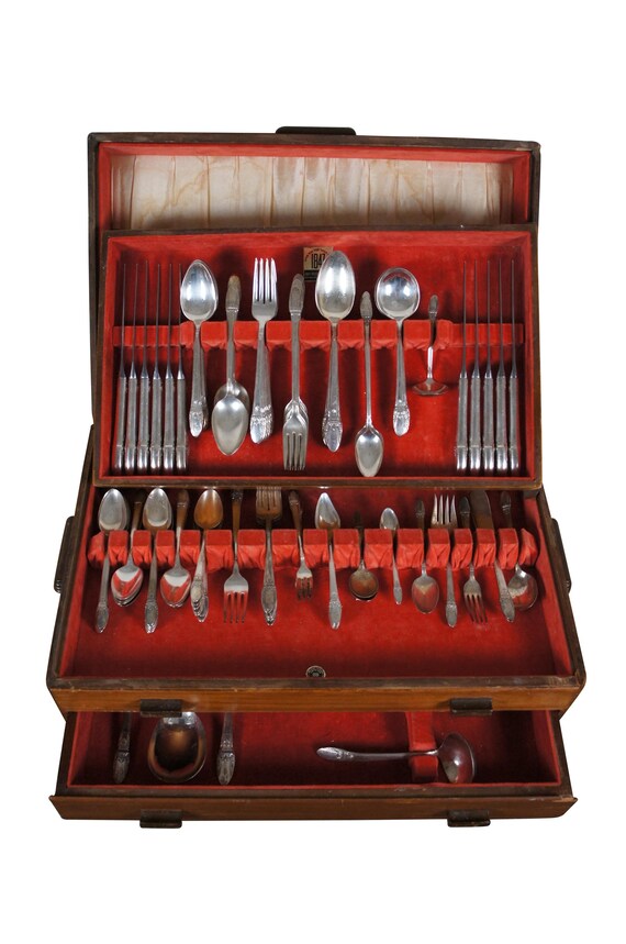 Bros Silverware Set First Love Silverplate Antique 131 Pc Lot