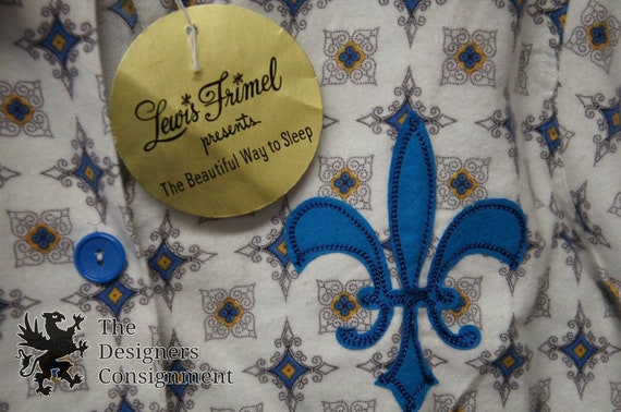 Vtg Lewis Frimel 1950s Fleur De Lis Flannel Sleep… - image 8